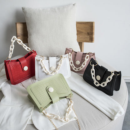 Crocodile Pattern Heavy Chain Mini Shoulder Handbag