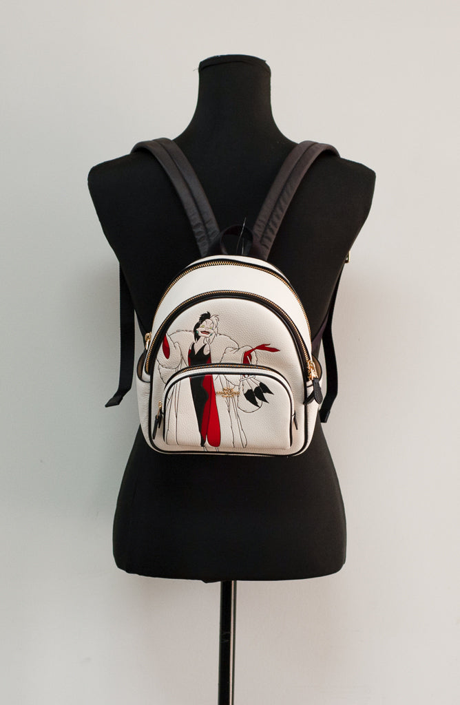 Coach X Disney Cruella Motif Mini Leather Court Backpack