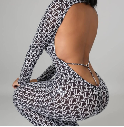 Backless Women's Mesh Floral Apparel