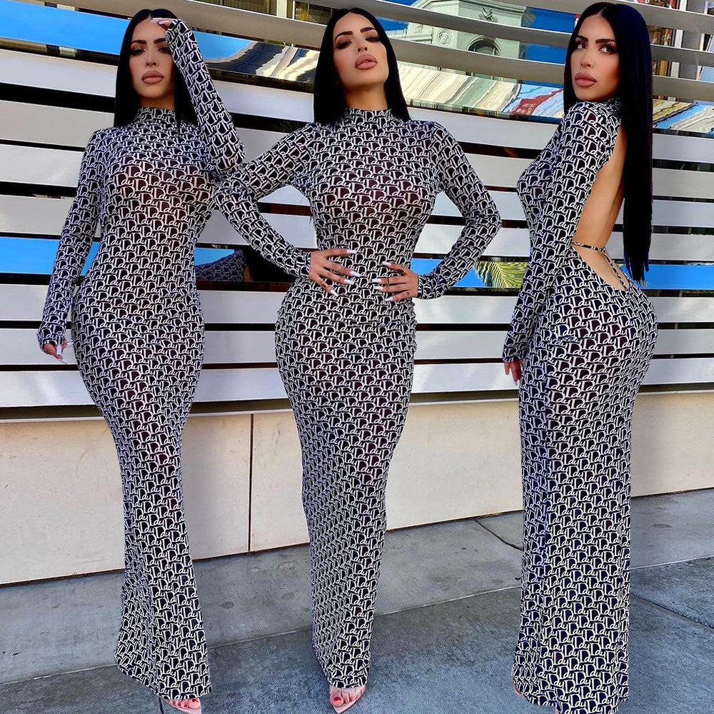 Backless Women's Mesh Floral Apparel