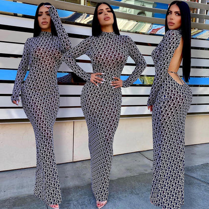 Backless Women's Mesh Floral Apparel
