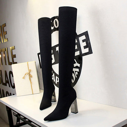 Metal Chunky Heel High Heels